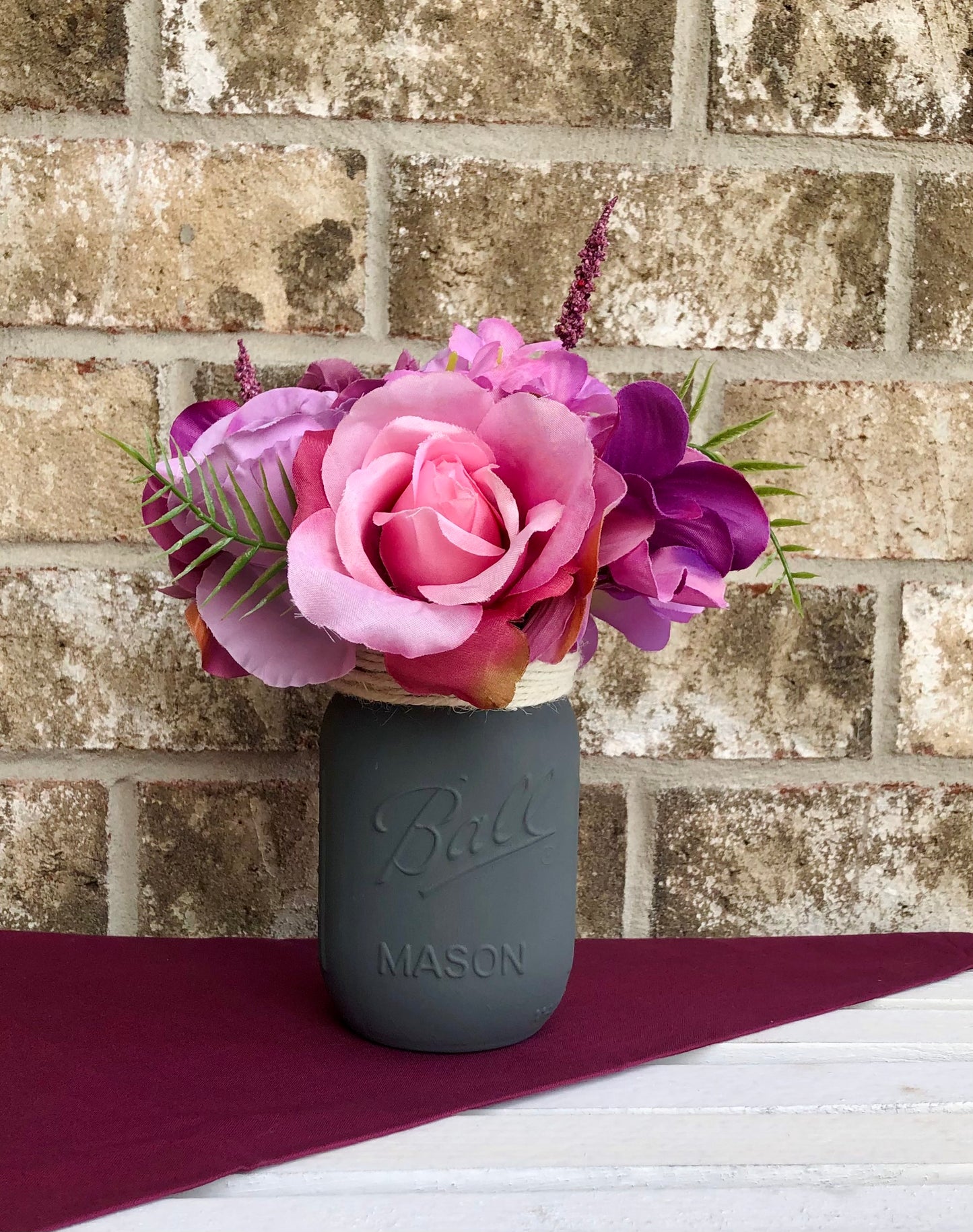 Purple Hydrangea & Pink Rose Arrangement