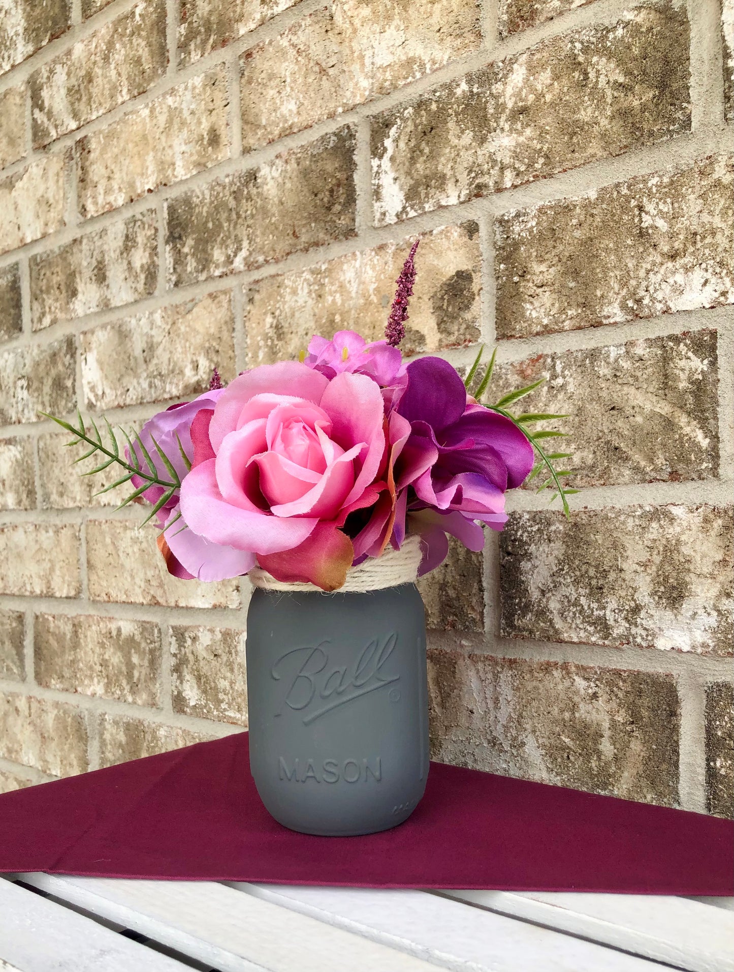 Purple Hydrangea & Pink Rose Arrangement