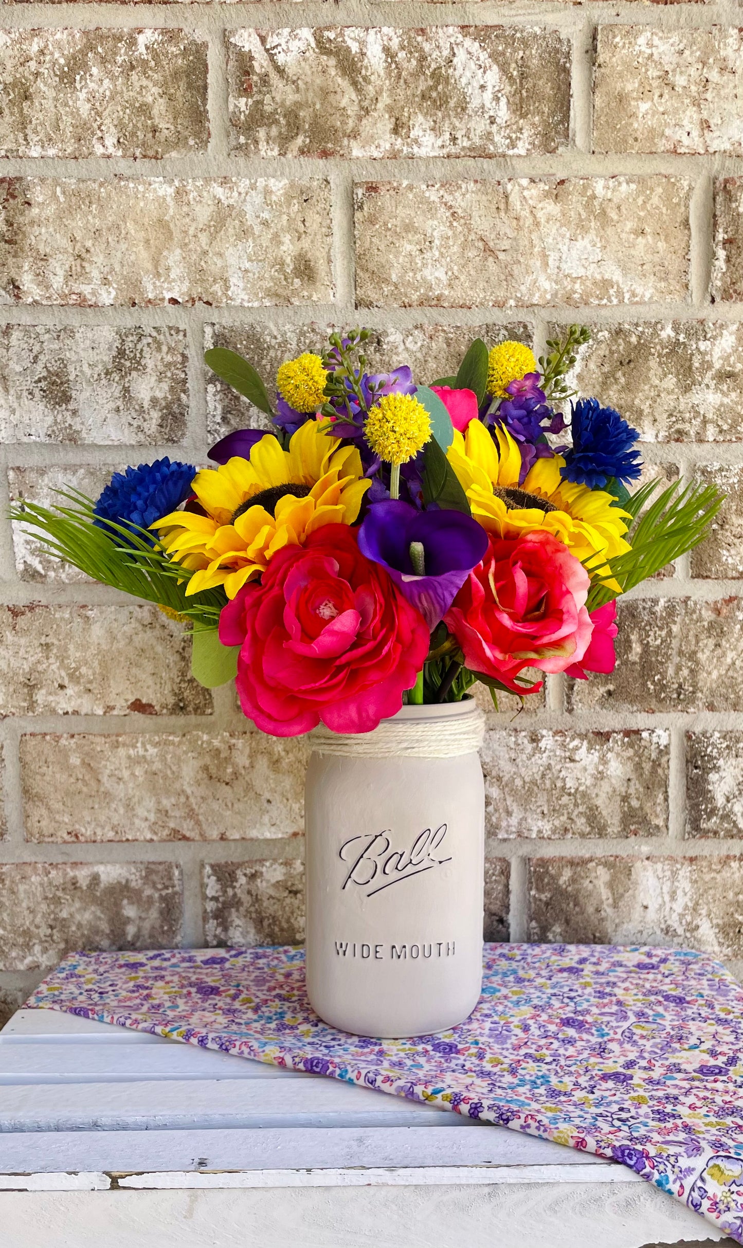 Mixed Colorful Sunflower, Lilac, Rose, Hydrangea, Peony & Lily Arrangement