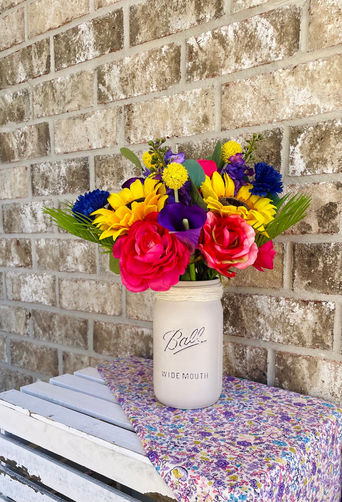 Mixed Colorful Sunflower, Lilac, Rose, Hydrangea, Peony & Lily Arrangement