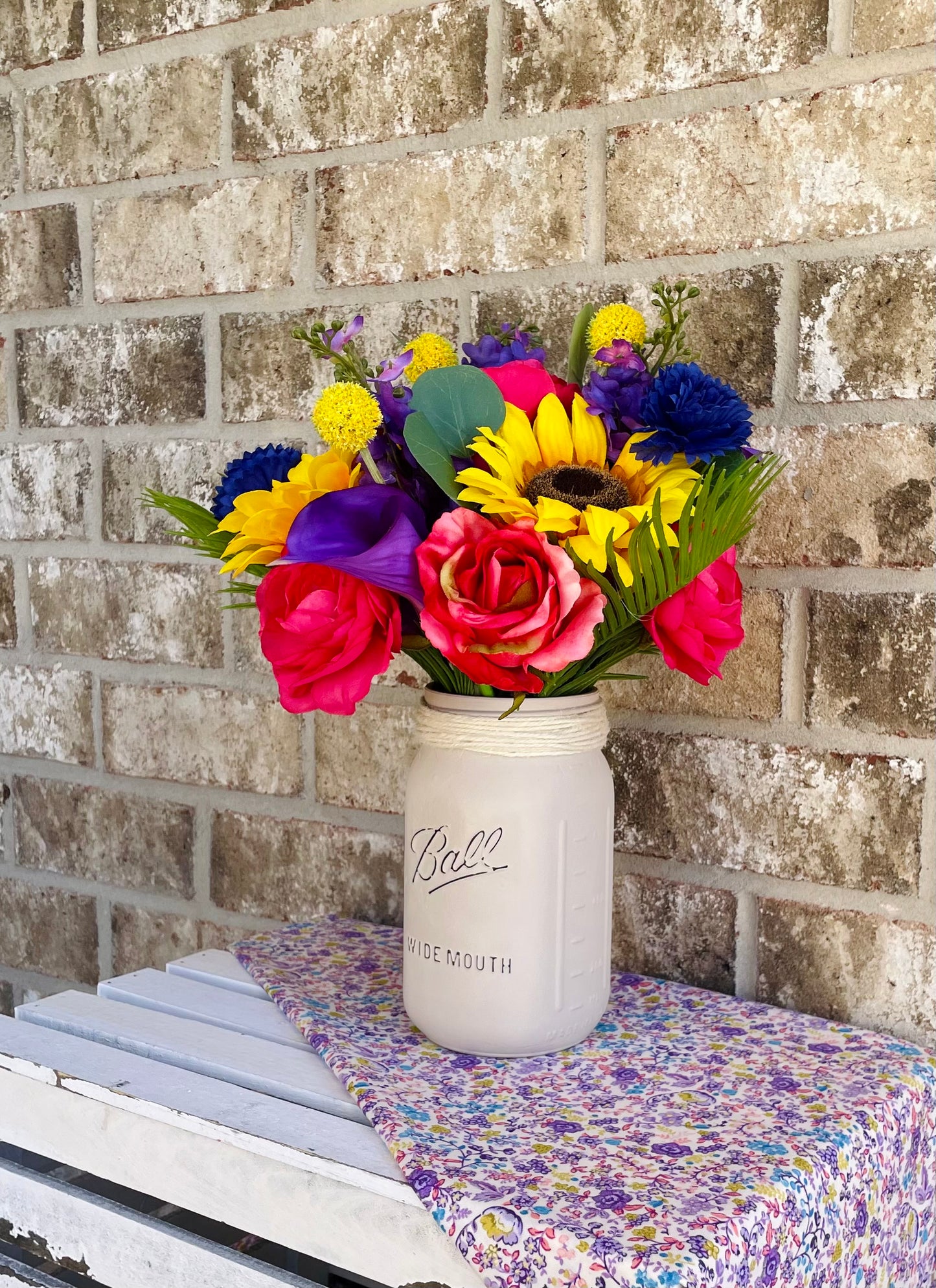Mixed Colorful Sunflower, Lilac, Rose, Hydrangea, Peony & Lily Arrangement