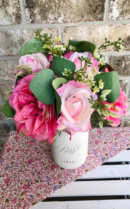 Pink Rose & Eucalyptus Arrangement