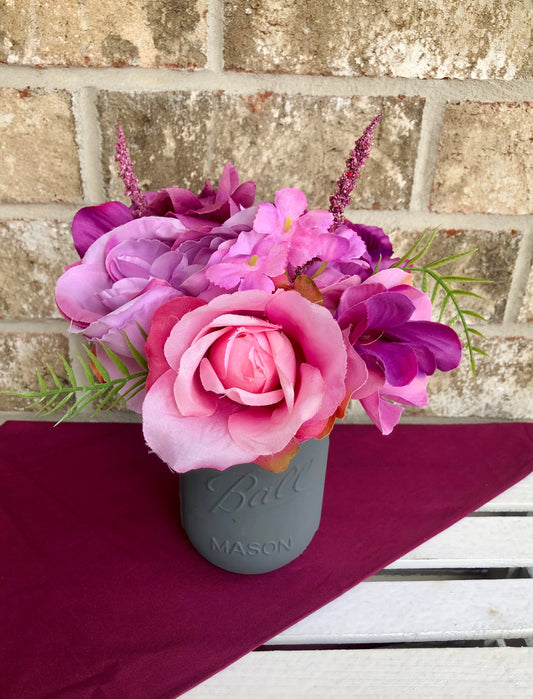 Purple Hydrangea & Pink Rose Arrangement