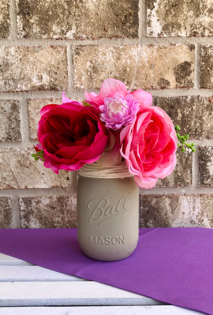 Pink Peony & Purple Hydrangea Arrangement