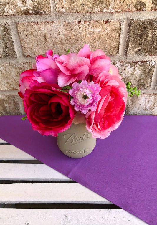 Pink Peony & Purple Hydrangea Arrangement