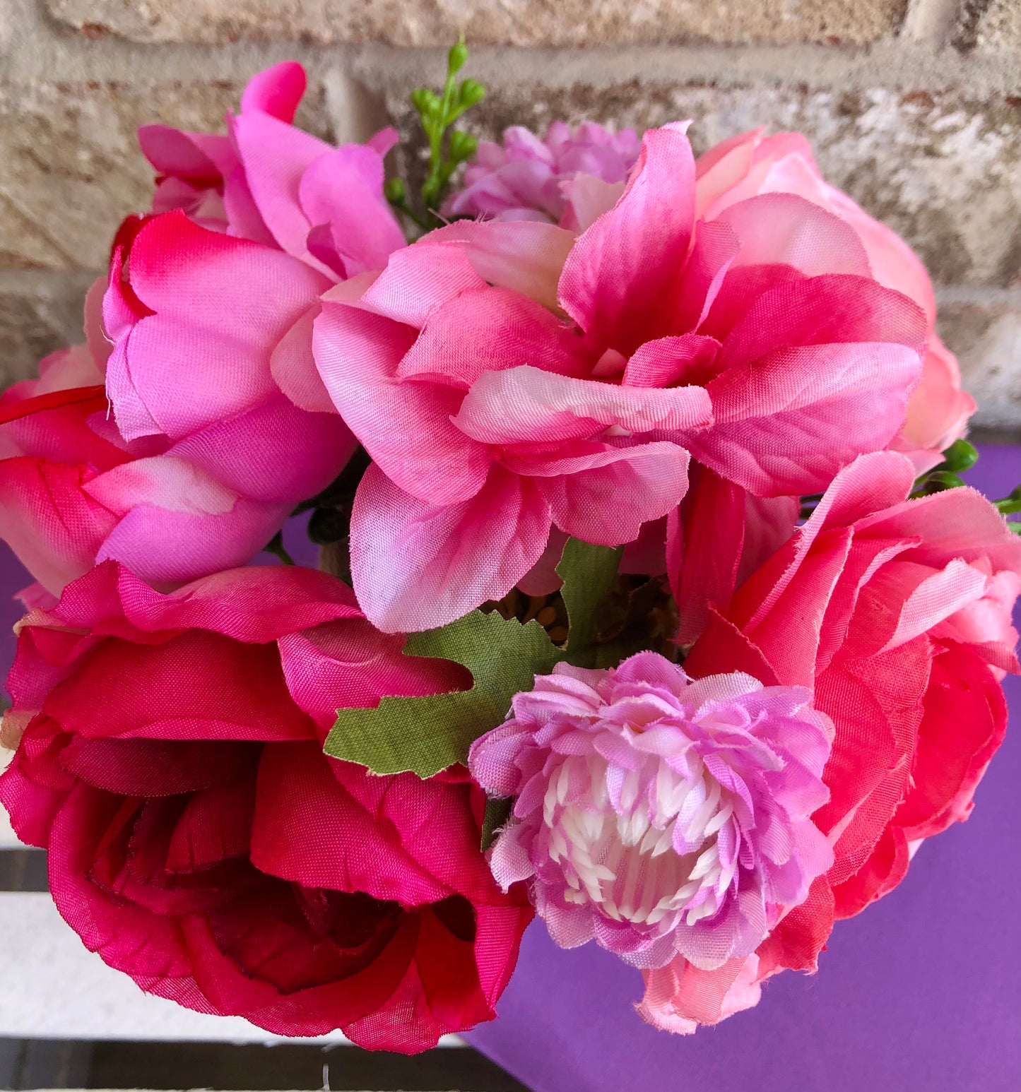 Pink Peony & Purple Hydrangea Arrangement