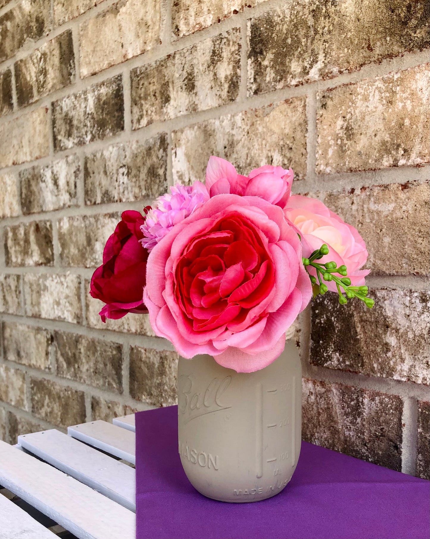 Pink Peony & Purple Hydrangea Arrangement